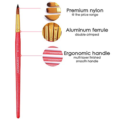 Transon Artist Paint Brush Set of 12 for Acrylic Watercolor Gouache Oil Craft Painting Red - color: 12 Pcs Red