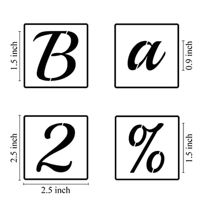 1.5 Inch Alphabet Letter Stencils for Painting - 70 Pack Letter and Number Stencil Templates with Signs for Painting on Wood, Reusable Cursive Letters Stencils for Chalkboard Wood Signs & Wall Art - size: 1.5 Inch