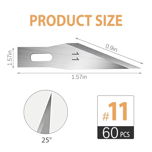 Headley Tools #11 Hobby Knife Blades(Pack of 60),Art Blades Cutting Tool with Storage Case for Craft, Hobby, Scrapbooking, Stencil - size: #11-60pcs