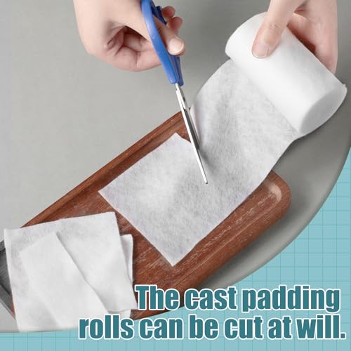 Nuanchu 6 Rolls Soft Cast Padding for Plaster Cloth Bandage,3 Inch X 8.8 Ft | Cotton Undercast Layer for Body Casts and Masks, Individually Wrapped, Pairs with Gauze Wrap in Art and Halloween Crafts - size: 3 Inch X 8.8 ft