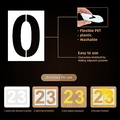 14 Inch Reusable Large Number Stencils Plastic Digital Stencils Templates for Cake Address Number Painting Templates - size: 14 Inch