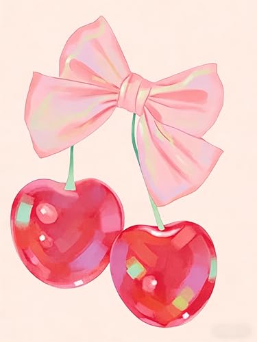 EIBEILI Cherry Diamond Art Kits for Adults,Cherry Diamond Painting Kits for Adults Beginner,5D DIY Full Round Drill Diamond Dots Paintings for Home Wall Decor Gift 12X16inch - color: DP02366