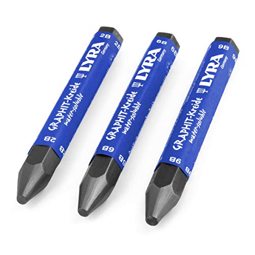 Lyra Graphit Stick - Water Soluble Graphite Shading and Sketching Crayon - Pack of 3-2B / 6B / 9B
