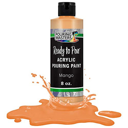 Pouring Masters Mango Ready to Pour Acrylic Pouring Paint - Premium 8-Ounce Pre-Mixed Fluid Acrylic Paint - Fluid Art Supplies for Canvas, Wood, Paper, Tile & Rocks - color: Mango