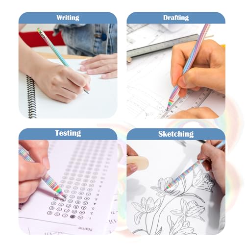 ECOTREE Pre-Sharpened Rainbow Pencils #2, Back to School Supplies, 12 Count