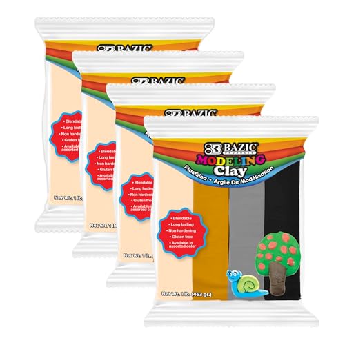 BAZIC Products Natural Color Modeling Clay, 4 Colors, 1 lb, 4-Pack - color: Natrual, size: 1-Pack Pack of 4