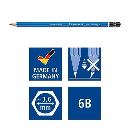 Staedtler Lumograph Graphite Drawing & Sketching Pencils, Soft Set of 12 Degrees (100G12S)