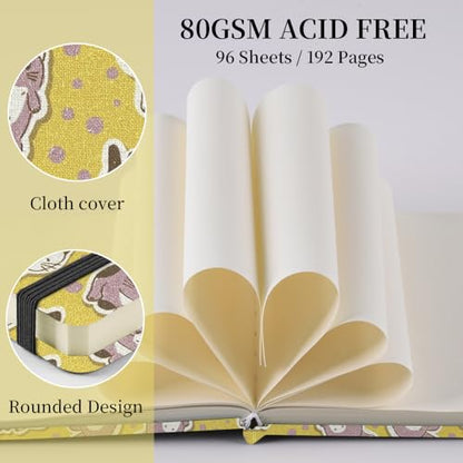 5x5" Pocket Sketch Book,80gsm Hardcover Art Sketchbook for Drawing Journal | Cloth Cover,80gsm Blank Paper,96Sheets,Lay-Flat,Portable Travel Creation Paint Diary Memo Planner,Dry Media.Yellow Cat - color: Cloth Cover-4.8x4.8in-Yellow Cat
