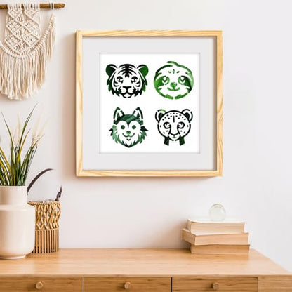 27 PCS Animal Head Stencils for Painting, 3x3 Inch Reusable Plastic Paint Templates for Painting on Wood, Animal Theme Drawing Stencils for Wall Furniture Fabric Paper Art Scrapbooks DIY Crafts - color: 27P/Animal Head
