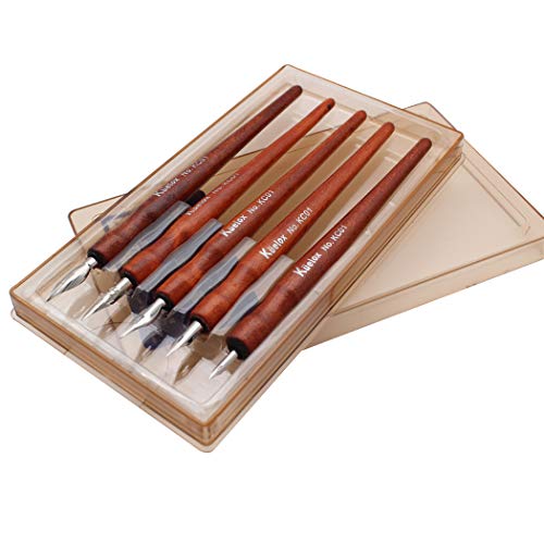 Redwood Professional Manga Pen Dip Pen Set Manga Cartoon Comic Drawing Painting Kit - 5 Pcs - color: Redwood