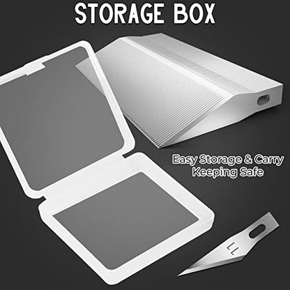 JETMORE 100 Pack Exacto Knife Blades, Hobby Knife Blades for Carving & DIY | Sharp SK5 edges come in a storage case, craft knife blades suit paper, vinyl and stencils, while hobby blades handle details - size: #11