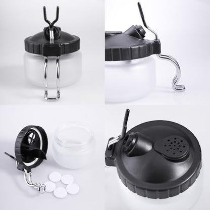 Langlengtec Airbrush Cleaning Pot Glass Jar Bottle Ideal for Air Brush Clean and Holder