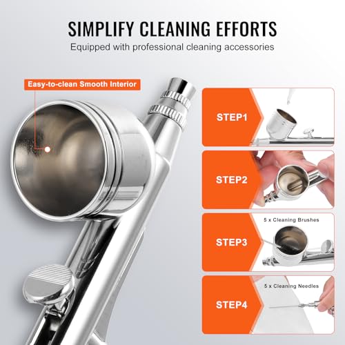 VEVOR Airbrush Kit, Professional Airbrush Set with 1/5 HP Compressor & 3 Airbrushes, Airbrushing System Kit with Multi-Purpose Dual-Action Gravity Feed Airbrushes, Art Nail Cookie Tatto - color: 3 Airbrushes Set