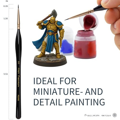 ARTEGRIA Detail Paint Brush Set, 5 Miniature Brushes, Size Round 3/0 (000)