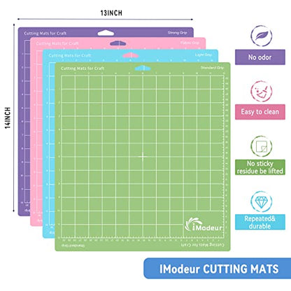 IModeur 10 Pack Cutting Mats -12"x12" Cutting Mats for Cutting machine Accessories - Mats for Explore Air 2/ Maker 2/3 - size: 10 Pack/12x12/Green Blue Purple Pink