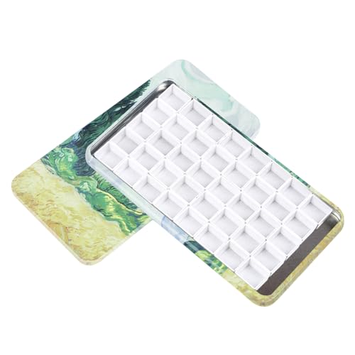 qianshan 40Pcs Empty Half Pans Watercolor Tin Palette with Magnetic Stripe | Travel Tin Palette Case,Portable Artist Paints Half Pan Kits,DIY Watercolor Oils Acrylics Painting Drawing Wheat Field - color: Wheat Field