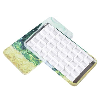 qianshan 40Pcs Empty Half Pans Watercolor Tin Palette with Magnetic Stripe | Travel Tin Palette Case,Portable Artist Paints Half Pan Kits,DIY Watercolor Oils Acrylics Painting Drawing Wheat Field - color: Wheat Field