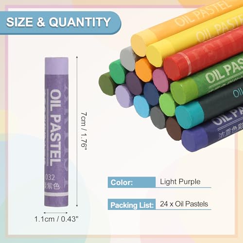 PATIKIL Light Purple Oil Pastels, 24Pcs Soft Oil Crayons Creamy Pastels Stick Art Supplies for Art Painting Drawing Blending Graffiti for Drawing Beginners Artists - color: Light Purple