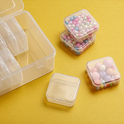 Mathtoxyz Small Bead Organizers, 14 Pieces Plastic Storage Cases Mini Clear Bead Storage Containers Transparent Boxes with Hinged Lid and Rectangle Clear Craft Supply Case - color: Clear - 1P