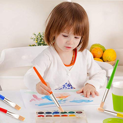 Anezus 30 Kids Paint Brushes Set with Jumbo Round Watercolor and Large Flat Craft Brushes - size: 6 1/4inch