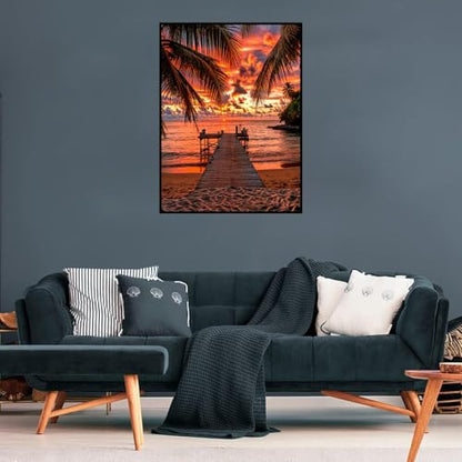 Diamond Art Kits for Adults,Sunset Diamond Painting Kits for Beginner - color: Beach