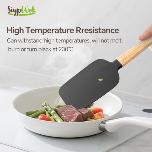 Silicone Spatula Set, Food Grade Rubber Spatula-5 Piece Nonstick Rubber Spatulas, Spoonula, Jar Scraper for Cooking, Baking, Mixing, Frosting - Heat Resistant Up to 600°F (5 Pcs Black) - color: Deep Black