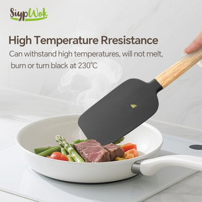 Silicone Spatula Set, Food Grade Rubber Spatula-5 Piece Nonstick Rubber Spatulas, Spoonula, Jar Scraper for Cooking, Baking, Mixing, Frosting - Heat Resistant Up to 600°F (5 Pcs Black) - color: Deep Black