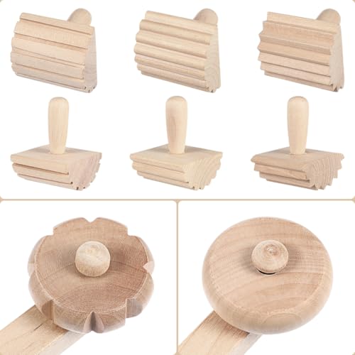 DIYEAH 12PCS Wooden Clay Tools for Kids, Play Dough Modeling Set | Beige Sculpting Kit with Rolling Pins, Texture Rollers, Cutters and Shaping Sticks for Pottery, Crafts and DIY Activities