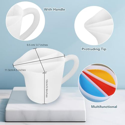 Kunyeah Split Cup with Handle 17OZ/500ML Silicone Cup for Paint Pouring Fluid Art Split Cup Acrylic Paint Pour Cup DIY Making Crafts Supplies Epoxy Resin Art Drawing Accessories (3 Chambers) - size: 3 Chambers
