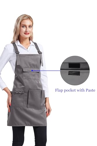 Nanxson Apron with Pockets Cross Back Apron for Hair Stylist Gardening - color: Grey