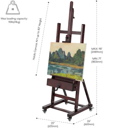 MEEDEN Extra-Large Art Painting Easel: Holds Canvas up to 83" Easels Stand - color: Deep Walnut