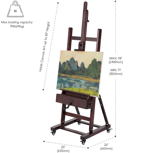 MEEDEN Extra-Large Art Painting Easel: Holds Canvas up to 83" Easels Stand - color: Deep Walnut
