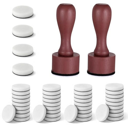 46 Pcs Mini Ink Blending Tool Set, 2 Round Red Mini Applicator Tools and 44 Replacement Foam Pads Daubers Blending Brushes for card Making Craft Scrapbooking Painting Drawing Handle Embossing Stencils - color: Red
