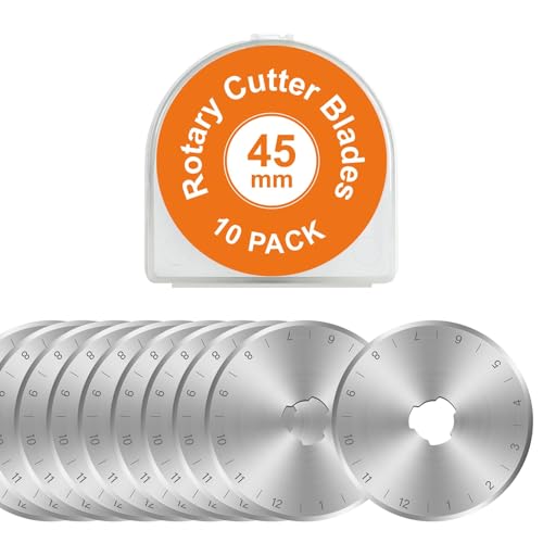 10 Packs 45mm Rotary Cutter Blades 45mm Quilting supplies Rotary Cutter Blades for fabric by SSPONT, compatible with OLFA,Fiskars,Mr.Pen,DAFA,Truecut etc. Sewing Arts Crafts, Sharp and Durable - color: 45mm-10 PCS