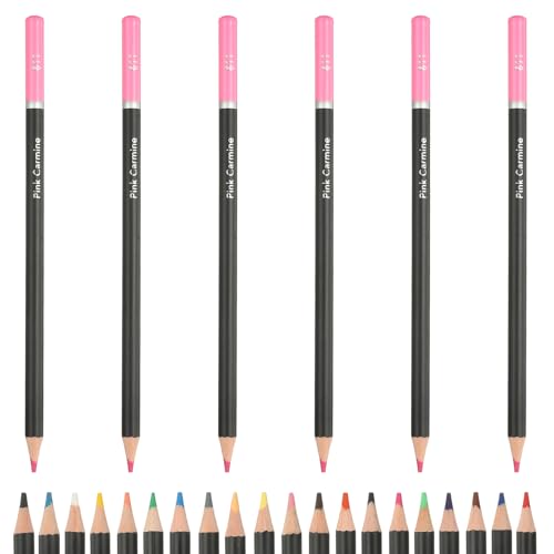 PATIKIL Colored Pencils, Pink Color Drawing Pencils with Oil-Based Cores Art Scrapbook Supplies for Adult Coloring Books Artists Beginners Drawing Sketching, 6 Pcs - color: Pink