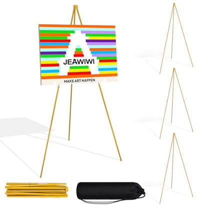 JEAWIWI 4 Pcs Lightweight Easel Stand, 66 Inch, Gold, with Portable Bags - color: Gold, size: 4 PCS