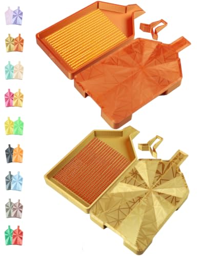 ForeverYoung Crystalline 2-Piece Diamond Art Trays with Lids, Golden Vault | 2-Piece diamond painting trays keeps diamond art beads organized. Practical diamond painting accessories for projects. - color: Golden Vault