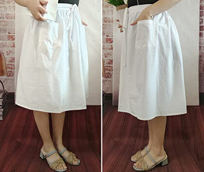 Unisex Chef Aprons White Retro Cotton Maid Short 2 Pockets Waist Waiter Waitress Half Apron - color: Cotton White