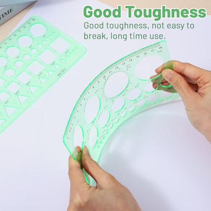 2 Pcs Circle Stencils,Portable Circle Template for Drawing | Lightweight Circle Ruler Geometric Stencil Shapes Circles,Triangles,Squares,Hexagons for Office,School,Building Formwork