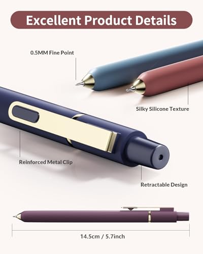 SUNEE Gel Pens, 6 Pack 0.5mm Pens Fine Point Smooth Writing Pens with Quick-Dry Black Ink, Cute Aesthetic School Office Note-Taking Pens for Journaling - Vintage - color: Vintage - 6 Colors, style: 6 Pack
