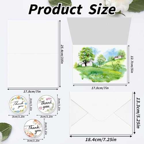 UZLU 150 Sets 5 x 7 Inch Watercolor Cards with Envelopes and Stickers - size: 5*7 in