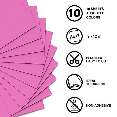 MEARCOOH Pink Foam Sheets Crafts 9x12 Inch 2mm Eva Color Craft Foam Paper for Crafts Project Preschoolers Classroom Scrapbooking Valentine Cards(10 Sheets) (Pack of 2) - color: Pink, size: 10PCS Non-adhesive (Pack of 2)