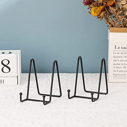 Artliving Plate Stands for Display - Iron Easel Stand Plate Holder Display Stand Picture Frame Stand for Pictures | Photo|Decorative Plate |Dish | Tabletop Art - 4.5 inch-Black(2 Pack) - size: 4.5“（2 pack）