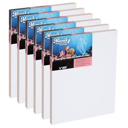 Creative Mark Mimik Recycled PET Cradled Canvas Panel 3/4" Depth - 8x10 Pack of 6 - Medium-Textured Painting Board for Eco-Conscious Artists, 14.11 oz Triple-Acrylic-Primed Weight Mounted Canvas - size: 8x10" Pack of 6