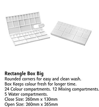Zahepa Large Paint Palette Box with Lid, 24 Wells, Watercolor Mixing Tray | Foldable Travel-Friendly Design With Thumb Hole And Secure Locking Latch For Acrylic Mediums, Students, And Classrooms - style: Rectangle - 41 Compartments