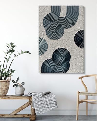NANKAI Art Hand-painted Blue thick texture Abstract Oil painting Modern minimalist style Wall Deco art 45x30 inch large canvas wall deco art - color: NKHB114