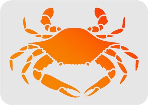FINGERINSPIRE Crab Stencil 11.7x8.3Inch Ocean Animal Stencil Template Decor | A4 Size Sea Creatures Stencil Summer Ocean Beach Nautical Stencil for Painting On Wood Canvas Paper Fabric Walls Furniture
