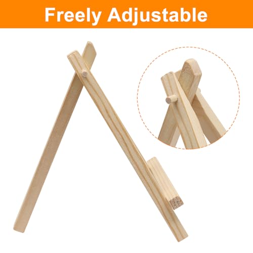 10 Pcs 5.7 Inch Mini Wood Display Easels - Natural Wooden Tabletop Easel Stands for Displaying Photos, Pictures, Art Cards & Small Canvases