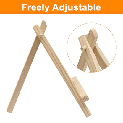 10 Pcs 5.7 Inch Mini Wood Display Easels - Natural Wooden Tabletop Easel Stands for Displaying Photos, Pictures, Art Cards & Small Canvases