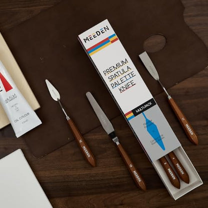 MEEDEN Artist Paint Palette Knife: 9.88" Flexible Stainless Steel Art Pallet Scraper Knife with Wooden Handle for Oil Painting Accessories for Acrylic Gouache, Canvas, #23 - style: #23